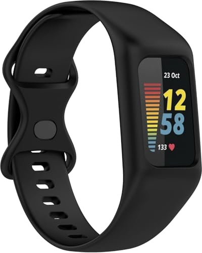 NEO+ Silicone Sport Band Compatible with Fitbit Charge 6/Charge 5 Band with Case for Soft Silicone Strap with Shatter-Resistant Protective for Charge 5/Charge 4/3 Advanced Fitness Tracker