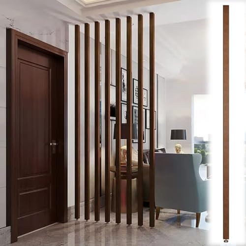 Raumteiler aus Holz – Trennwand vom Boden bis zur Decke, 0,7 m - 2,4 m, höhenverstellbar, stilvoll, hohl, Dekorsäule für Wohnzimmer, Restaurant, Büro, Eingang, Holzfarbe, 145 cm