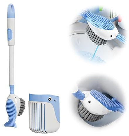 Toilet Brush, 2025 New Wall-Mounted Suction Cup Toilet Cleaning Brush Set, Quick-drying Holder for Bathroom Clean (blue)