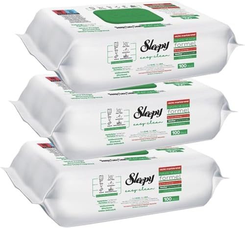 Sleepy Easy Clean Extra Large Multi Surface Cleaning Wipes – White Soap & White Vinegar – Surface, Floor & Mop Use – 3 Pack (300 Sheets) by TOM
