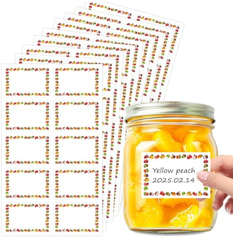 100 Pcs Jam Jar Labels Stickers - Jam Labels for Jars Self Adhesive Easy Peel - Waterproof Food Label Stickers with Easy Write Surface - for Jars, Bottles, Preserves & Freezer Storage