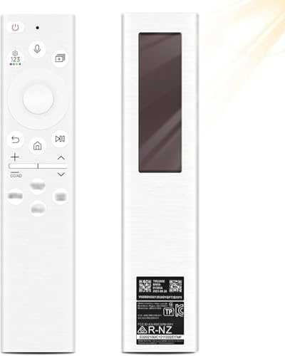 BN59-01385A Replacement Voice Remote Control for S-amsung, Universal Solar Remote Control for Smart TVs with 4 Shortcut Buttons, Compatible with The Frame Neo QLED, Crystal UHD series TVs, White