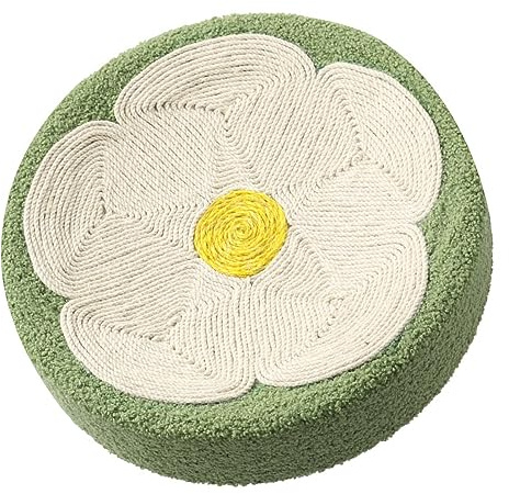 Generic Tablero Rascador Multiusos para Gatos, Cama Redonda con Estampado de Flores, Sisal