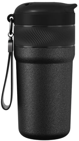 FUANA Macinacaffè manuale con macina in acciaio inox, impostazioni di macinazione regolabili, pressa per espresso, macinino portatile da viaggio, include tazza e spazzola per la pulizia