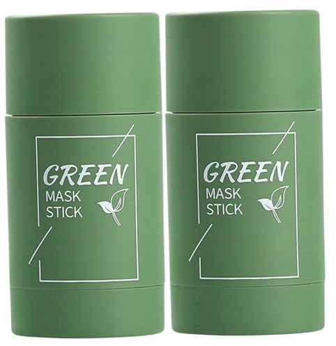 Mascarilla en barra verde, 2 mascarillas en barra de té verde con extracto de té, removedor de puntos negros para limpiar los poros y mejorar el cutis general, para todo tipo de piel, hombres y mu.