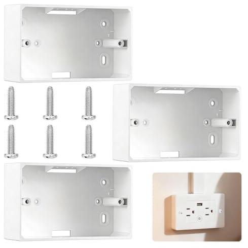 Double Socket Back Box, 3 Pcs Two-Hole Back Box, 146mm x 86mm x 32mm Socket Backs Boxes, Suitable for Wall-Mounted Light Switches and Power Sockets (White)