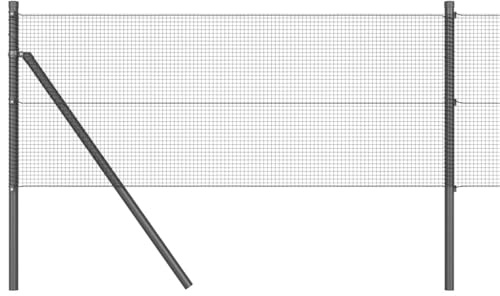 Yisssmeng Kit de clôture de jardin grise - 10 x 0,8 m - Avec 7 poteaux - Grillage en acier PVC - 12 x 12 mm - Design moderne - Robuste et durable - Pour jardin, terrasse, bordure de parterre et