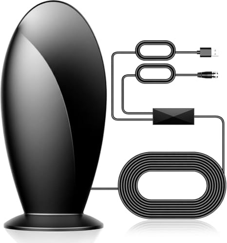 Digital Indoor TV Aerial for Smart TV for Local Channels,650+ Miles Long Range HD TV Ariels Indoor Supports 8K 4K 1080P come with 18Ft HD Cable (Black)