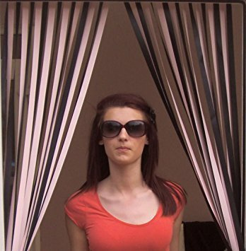 Robust Window Screen, Fly Protection, Strip Cover, Door Panel – Pink and Black (80 cm Wide)