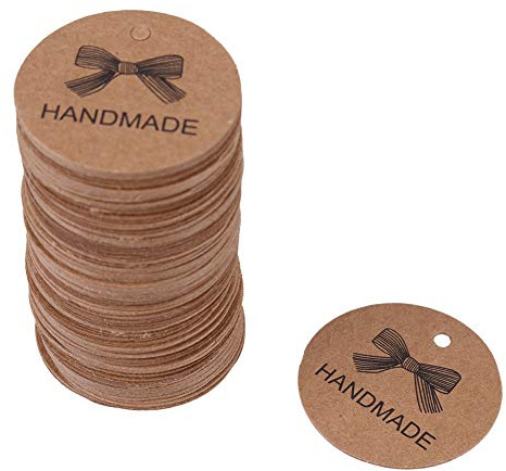 Kraftpapier Anhänger Etiketten rund Papier Geschenkanhänger Preisschilder für DIY Handwerk Dekor 100pcs(Fliege)