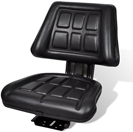 tidyard Univeral Traktorsitz mit Rückenlehne, Wasserdicht, aus Stahl + PVC, L?ngstverstellbereich: 150 mm, Schwarz, 48 x 48 x 52 cm (H x B x T)