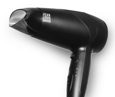 JEAN LOUIS DAVID - Little Hair Dryer - Petit Sèche-Cheveux Compact et Léger pour Voyage - 2 Réglages de Vitesse - Fonction Air Frais - avec Embout - Manche Pliable - Format Nomade