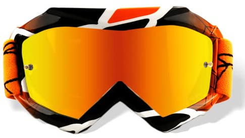 NENKI Youth Kids Dirt Bike Goggles, Kids Motocross Goggles OTG MX ATV Motorcycle Goggles Off Road Glasses with Anti Fog 100% UV Protection Lens,Orange Tinted Lens
