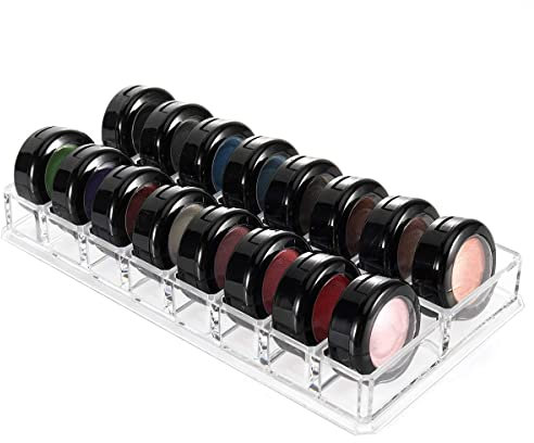 Luxspire Acryl Lidschatten Organizer, 16 Plätze Kosmetik Schubladenbox Lippenstift Organizer Puder Palette Halterung Schmink Aufbewahrung Make up Lagerung Transparent Kosmetik Box, Durchsichtig