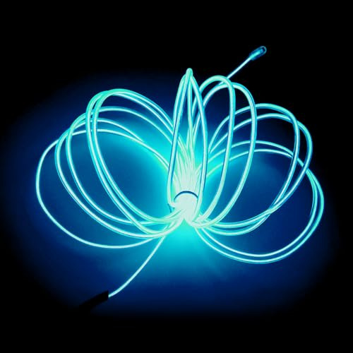 Balabaxer Eisblau EL Draht, 5m Neon Kabel Mit Batterie Trafo, Leuchtet Electroluminescent für Party, Halloween, DIY Dekoration