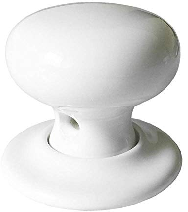 Dzina Porcelain Door Knob | Ceramic Mortice Knobs for Sheds & Garages | White 60mm Set of 2