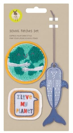 LÄSSIG Anhänger und Patches Set (3 Stk.) mit Druckknopf/School Patches Set Planet
