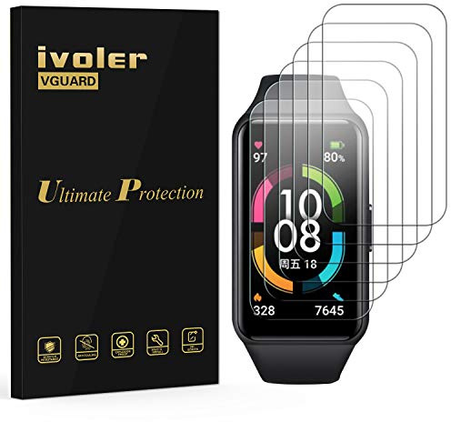 ivoler 6 Piezas Protector de Pantalla para Huawei Band 10 9 8 7 6 / Honor Band 7 / Honor Band 6, [Cobertura Completa] [líquida Instalar] HD Transparente TPU Suave láminas Protectora