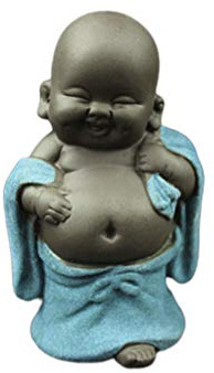 HEALLILY Decoración de La Estatua de Buda Riendo, Escultura de Buda Sonriente, Pequeño Bebé Monje Estatuilla, Adornos para El Hogar, Regalo Azul