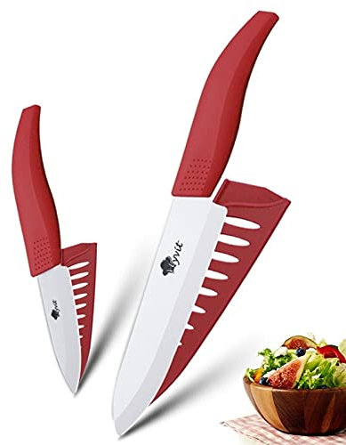 DZCP Cuchillo de Cocina Cuchillos de cerámica Cuchillos de Cocina 3 4 5 5 6 Pulgadas Chef Chef Cock Set + Peeler Blanco Blanco Hoja DE Zirconia Mango Multi-Color HANDA Calidad (Color : 36 Inch Red)