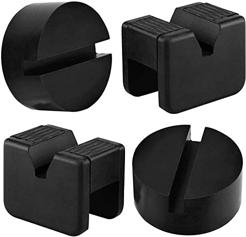 4 Piezas Goma Gato Hidraulico Bloque Universal Protector para Elevador Coche, Universal con Ranura de Goma (Negro)