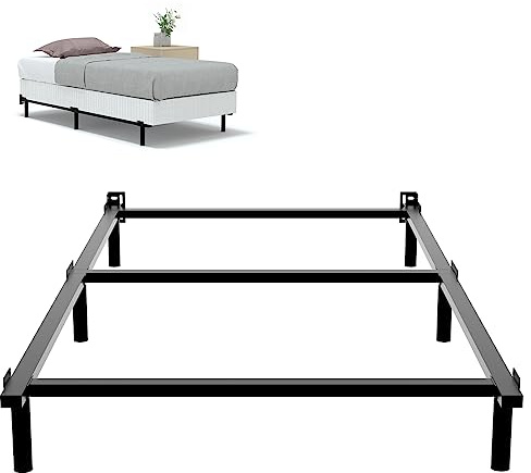 DTIG Twin XL Bed Frame 7 Inch Metal Bed Frame for Box Spring and Mattress, Tool-Free Heavy Duty Bedframe Easy Assembly Box Spring Base Black