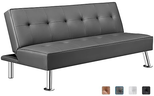 Yaheetech Couch Schlafsofa Klappbett Bettsofa Klappsofa Gästebett Rückenlehne neigbar 105°/140°/180°, 166,5 x 94 x 40 cm, 350 KG belastbar, grau