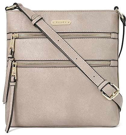 CLUCI Umhängetasche Damen PU Leder Schultertasche Mittelgroß Reißverschlusstasche Verstellbarer Riemen Weich Stylisch Grau