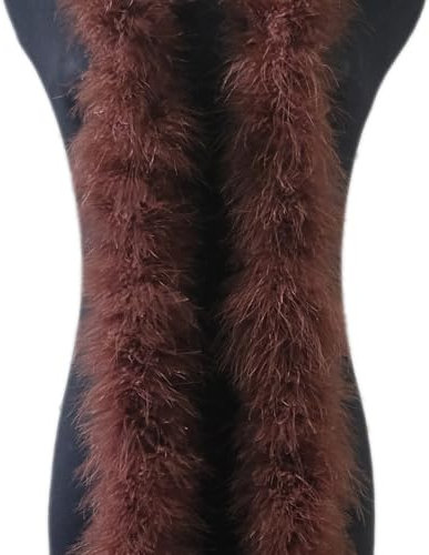 2m Federboa Truthahnfedern Boa,Flauschige Plüsch-Feder Boa Federstola Federschal Federgirlande für Weihnachtsbaum Hochzeit Basteln Burlesque Karneval Party 20er Jahre Kostüm Deko,ca. 40g Braun
