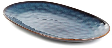 HOMLA Casper ovale Servierplatte Navy blau 24x40 cm