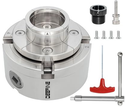 DEEFIINE Mandrino per Tornio Professionale in Metallo Dimensioni 100mm Mandrino per Tornio a 4 Ganasce M33X3.5 e M18X2.5 per Legno