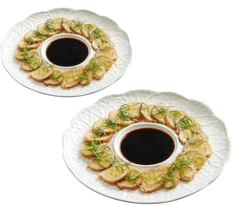 Dinner Plates Ceramic Plates Cabbage Shaped Appetizer Plates Kitchen Plates Restaurant Plates Reusable Salad Plates, White Dinner Plates for Dishwasher,Oven & Microwave Safe, 12in/95 ( Color : 2pcs se