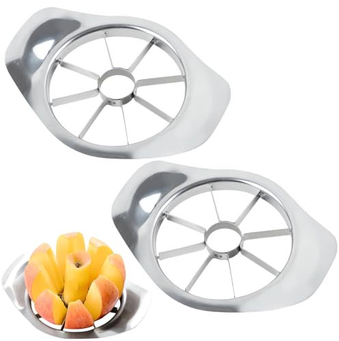 Apple Corer Slicer, 2 PCS Stainless Steel Apple Slicer, Fruit Slicer, Divider Sharp Apple Cutter Corer, for Apple Pear Orange Tomato Potato Lemon, Remover Easy Grip Handle with 8 Blades