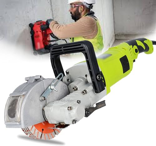 星姿 Electric Wall Chaser,4000w Wall Groove Cutting Machine,With 5pcs 125mm Sawtooth 7500rpm,Adjustable Cutting Depth & Width for Granite Marble Concrete Stone