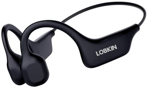 LOBKIN Bone Conduction Headphones Bluetooth 5.3, Open Ear Running Headphones Wireless, IPX5 Waterproof Earphones with Mic for Sports, Running, Gym, Cycling, Black