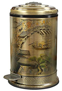SUNMME Pattumiera in Acciaio Inox con Coperchio a Pedale, Stile retrò Cinese, pattumiera per Bagno, Cucina, Ufficio, 10 l, 2,6 galloni