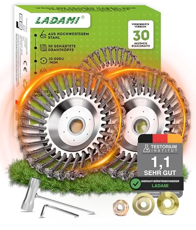 LADAMI ! Profi ! Unkrautbürste Wildkrautbürste MOTORSENSE 25,4 x 200 mm Hohe Standfestigkeit - sehr robust - leichte Montage 2 Stück