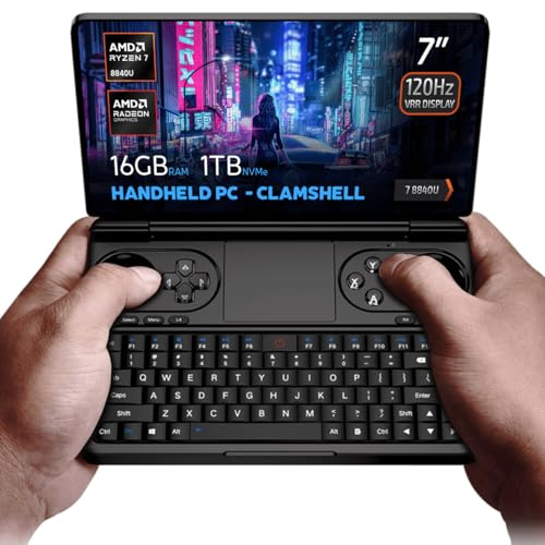 GPD Win Mini 2025 Handheld Gaming PC, AMD Ryzen 7 8840U, 8C/16T bis zu 5.1GHz, Radeon 780M GPU, 16GB LPDDR5X RAM, 1TB NVMe SSD, 7“ 1080p 120Hz Touchscreen, Wi-Fi 6E Bluetooth 5.3