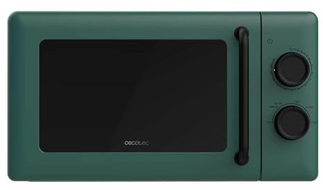 Cecotec Micro-ondes Mécanique de 20L Proclean 3010 Green. 700W, 6 Niveaux de Puissance, Mode Décongélation, Signal de Fin de Cuisson, Lampe Intérieure, Minuteur jusqu'à 30', Design en Vert