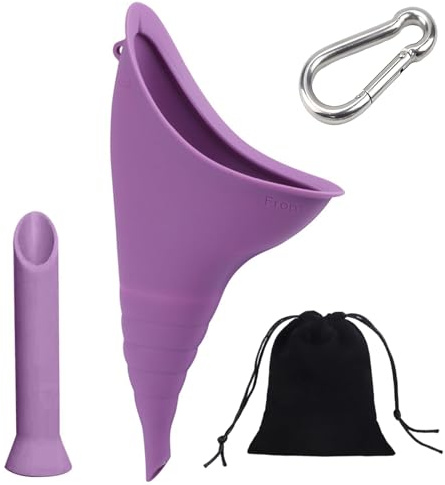 Tragbar Urinella für Frauen,Wiederverwendbarer Urinierhilfe für Frauen mit Urinröhrchen und Karabiner,für Camping,Festival,Wandern und Toilette für Unterwegs (Lila)