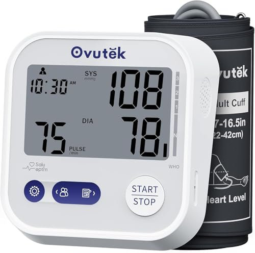 Ovutek Blood Pressure Monitors Upper Arm, 8.7-16.5 Large Cuff BP Machine Monitor with 245 Sets for 3 Users for Home Use, Large Display Automatic Digital Blood Pressure Machine with Batteries