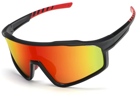 UVTQSSP Fahrradbrille Herren Damen, Laufbrille Polarisierte UV-Schutz Sportbrille Verstellbarer Nasensteg Vollrahmen Sonnenbrille with Belüftungsöffnungen