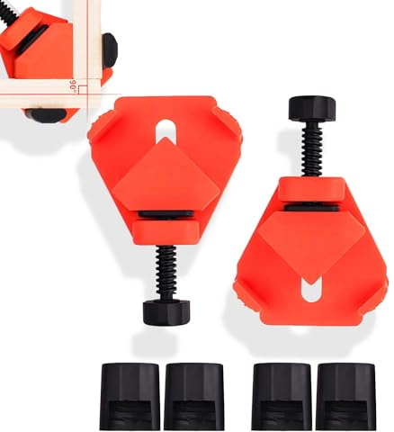 Liekadijiae 2 Stück winkelspanner 90 grad holz,rahmenspanner,Multi Winkel Holzbearbeitung Rechtwinklige Klemmen,Eckclip Befestigung,eckverbinder holz,Eckspanner für Brettstärken von 5-29mm