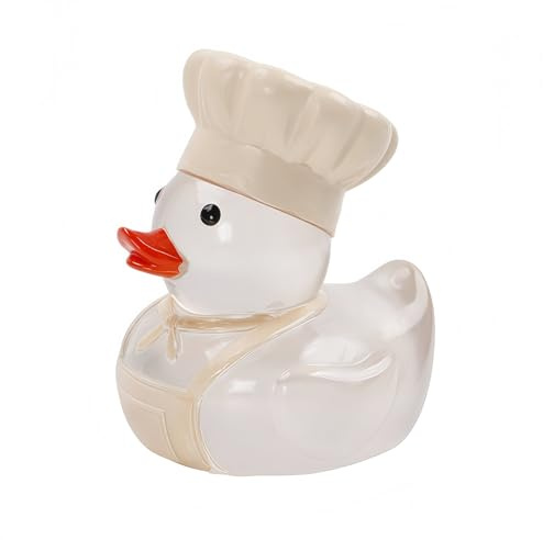 OYL Resin Chef Duck Figurine Everyday Hero Small Collectible Statue Novelty Craft Decorative Ornament for Desktop Shelf Home Office Decor Gift
