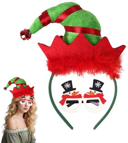 SHIFANQI Haarreif Weihnachten, Elf Weihnachtsmütze Kopfschmuck, Weihnachten-Party-Hüte Kostüm Stirnbänder für Erwachsene