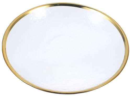 TOGEVAL Plato de Vidrio Multifunción con Borde Dorado Estilo Japonés Resistente Temperaturas para Servir Postres Ensaladas y Aperitivos Hogar y Restaurante