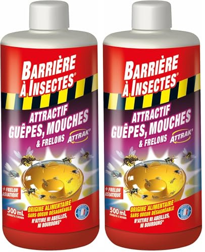 BARRIERE A INSECTES Attractif pour Piège à Guêpes, Mouches et Frelons, 500 mL, BARPITRAP500 (Lot de 2)
