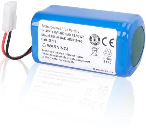 3400mAh 14,4V Batería Compatible con Xiao mi Mi G1 Robot, E12 Aspiradora H18650CH-4S1P, Compatible con Rowenta Tefal Explorer Serie 20 40 45 50 60, Rowenta RS-RT900866, cmicr18650f5-4s1p