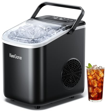 Máquina de cubitos de hielo pequeña con depósito de agua de 1,2 litros, 9 cubos en 6 minutos, color negro, con mango portátil, 10 kg/24 h, para cocina, oficina, bar y fiestas