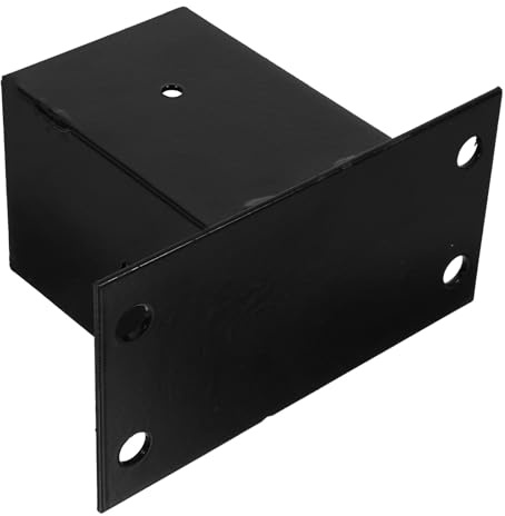 Yardenfun Base Soporte Poste de Metal Negro para Barandilla Terraza, Protector Poste Buzón, Pie Nivelador Alta Resistencia para Anclaje Estructura Exterior, Uso en Cubierta y Cerca
